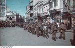 Romanian soldiers marching through Constanta, Romania, circa 1941