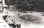 Bomb crater in front of Julianów Palace in Łódź, Poland, 1939, photo 3 of 3