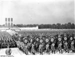 SS, NSKK, NSFK and SS formations parading at a Nazi Party rally in Nürnberg, Germany, 10 Sep 1938