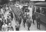 Nazi Party members of the SA organization parading in Spandau, Berlin, Germany, 1932