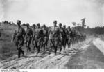 Nazi Party SA training school cadets marching, near Castle Harnekop in Germany, Aug-Sep 1932