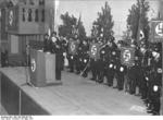 SS-Hauptsturmführers Walther Wüst speaking at a SS gathering, München, Germany, 10 Mar 1937