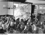 Evacuated German children in a class at a Kinderlandverschickung camp, Germany, Oct 1940