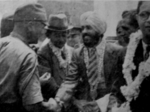 Major Iwaichi Fujiwara of the Japanese 15th Army meeting Captain Giani Pritam Singh of the Indian National Army, Bangkok, Thailand, Apr 1942