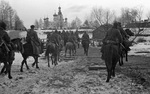 Soviet cavalry entering a Russian town, 15 Dec 1941