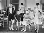 Russian children, wounded by German bombing, in a hospital in Moscow, Russia, 1 Apr 1942