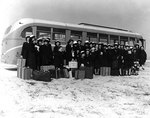 WAVES personnel debarking a bus at Naval Air Station, Banana River, Florida, United States, 21 Feb 1944