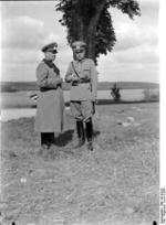 Werner von Fritsch and Ludwig Beck in conversation during maneuvers in in Mecklenburg and Pomerania, Germany, 1937