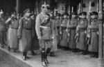 German Field Marshal August von Mackensen inspecting Bulgarian troops, 1916; note Bulgarian Crown Prince Boris (behind Mackensen), Nikola Chekov (obscured by Mackensen), and Konstantin Zhostov (behind Boris)