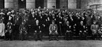 Attendees of the Greater East Asia Conference, Tokyo, Japan, 5 Nov 1943, photo 3 of 4; left to right: Ba Maw, Zhang Jinghui, Wang Jingwei, Hideki Tojo, Wan Waithayakon, José Laurel, Subhas Chandra Bose