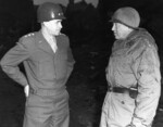 Omar Bradley and George Patton at Bastogne, Belgium, 5 Apr 1945