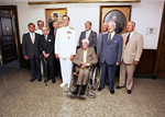US Navy Chiefs of Naval Operations: Holloway, Trost, Carney, Hayward, Watkins, Anderson, Zumwalt, McDonald, Burke, and Moorer at the Pentagon, Arlington, Virginia, United States, 26 Jun 1986