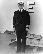Lieutenant Commander Burke aboard his destroyer, Mugford, circa 1939-1940
