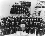 Officers and crew of destroyer Craven, circa 1938-1939; note Executive Officer Lieutenant Commander Arleigh Burke in front row, third from right