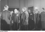 Vasily Chuikov (partially visible), Vladmir Semyonov, Otto Grotewohl, and Johannes Dieckmann at the founding of East Germany, Berlin, 7 Oct 1949