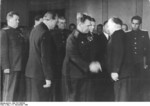 Vasily Chuikov, Otto Grotewohl, Hermann Kastner, Otto Nuschke, and Walter Ulbricht at the founding of East Germany, Berlin, 7 Oct 1949, photo 2 of 2