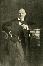 Portrait of Member of Parliament Winston Churchill, seen in Aug 1904 edition of Review of Reviews