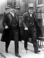 Canadian Prime Minister Robert Borden and British First Lord of the Admiralty Winston Churchill in London, England, United Kingdom, 1912