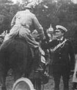 Winston Churchill with German Emperor Wilhelm II near Würzburg, Bavaria, Germany, 1909