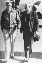 John Curtin greeting Douglas MacArthur as the US general arrived in Sydney, Australia by air, 1940s