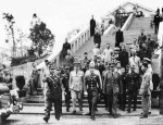 Chiang Kaishek, Dai Li, and others during an inspection of a military police training camp, Chongqing, China, 1940s, photo 3 of 3