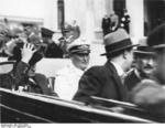 French Prime Minister Daladier and German Luftwaffe General Göring in an open-top sedan in Munich, Germany, 29 Sep 1938