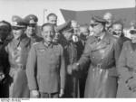 General Emil Leeb, Heinrich Lübke, Fritz Todt, and Walter Dornberger at Peenemünde Army Research Center, Germany, spring 1941