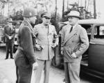 Brigadier General Doyle Hickey, General Dwight Eisenhower, and US President Harry Truman, Neuisenberg, Germany, 26 Jul 1945