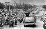 US President Eisenhower and Chinese President Chiang in an open-top car in Taipei, Taiwan, Republic of China, 18 Jun 1960