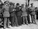 Australian Army Minister Frank Forde and Minister for Information Arthur Calwell on an inspection tour with senior Army officers, Australia, 1944