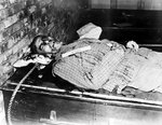 The remains of Wilhelm Frick after his execution by hanging, Nuremberg, Germany, 16 Oct 1946
