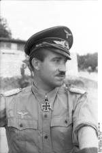 German Luftwaffe Major General Adolf Galland on an inspection in southern Italy, early 1943