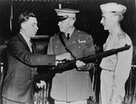 John Garand displayed the features of the M1 Garand rifles to US Army generals Charles Wesson and Gilbert Stewart, 1944