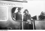 Duke of York and Lady Elizabeth Bowes-Lyon at the inauguration of a new railroad line, circa Nov 1931