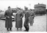 German Luftwaffe Colonel-General Bruno Loerzer, Field Marshal Hermann Göring, and Major General Adolf Galland inspecting an airfield in Belgium or France, Sep 1940
