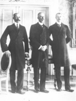 King Haakon VII of Norway, King Gustaf V of Sweden, and Christian X of Denmark, Malmö, Sweden, Dec 1914