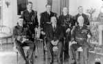US Navy Vice Admiral Philip Andrews in a European US embassy, circa summer 1923; note Commander William Halsey second from left in back row