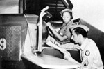 Hazel Lee sitting in a trainer, 1944, photo 1 of 2