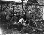 Adolf Hitler (seated, first from right) with other men of the Bavarian Reserve Infantry Regiment 16, 1914-1918