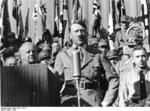 Adolf Hitler speaking at Rosenheim, Bavaria, Germany, 1935