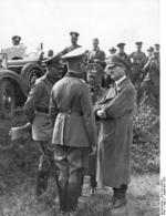 Blomberg, Fritsch, and Hitler at a military maneuver at Celle, Germany, 7 Sep 1935