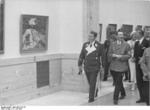 Göring and Hitler touring the House of German Art museum, Munich, Germany, 18 Jul 1937; Professor Ziegler seen speaking with Hitler
