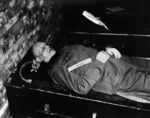 The body of Alfred Jodl after being hanged, Nuremberg, Germany, 16 Oct 1946
