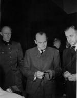 General Alfred Jodl, Hans Frank, and Alfred Rosenberg at the Nuremberg Trials, Germany, 1946