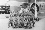Tadashi Kaneko (rear row) with fellow aviation school students, 1935; note A2N aircraft in background