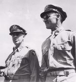 Major General George C. Kenney, commander of US 5th Air Force, and Brigadier General Kenneth N. Walker, commander of US V Bombing Command at Port Moresby, New Guinea, 1942