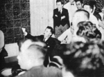 Fumimaro Konoe at a press conference at the Peerage Club House in Tokyo, Japan upon being asked to form a new government, 17 Jul 1940