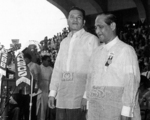 Inauguration ceremony of President Ramón Magsaysay and Vice President Carlos Garcia, Independence Grandstand (now Quirino Grandstand), Rizal Park, Manila, Philippines, 30 Dec 1953