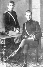 Antanas Ričardas Druvė (left) and Carl Gustaf Emil Mannerheim (right) at the Nicholas Cavalry School, Sankt-Peterburg, Russia, 1887-1889