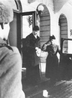 Carl Gustaf Emil Mannerheim leaving the Presidential Palace, Helsinki, Finland, 1940s